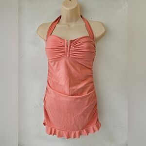 Tommy Bahamas-Women's Peach Halter Dress Swimsuit Sz 4 Women's